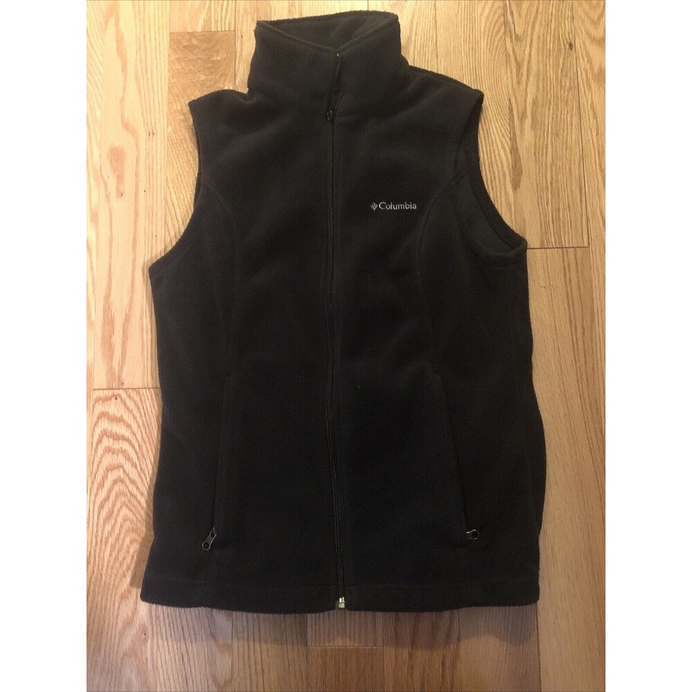 Columbia Full Zip Fleece Vest Small Dark Blue Zip Pockets Women's Exc.‎ Cond.